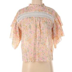 Olivaceous Pastel Floral Crochet Top